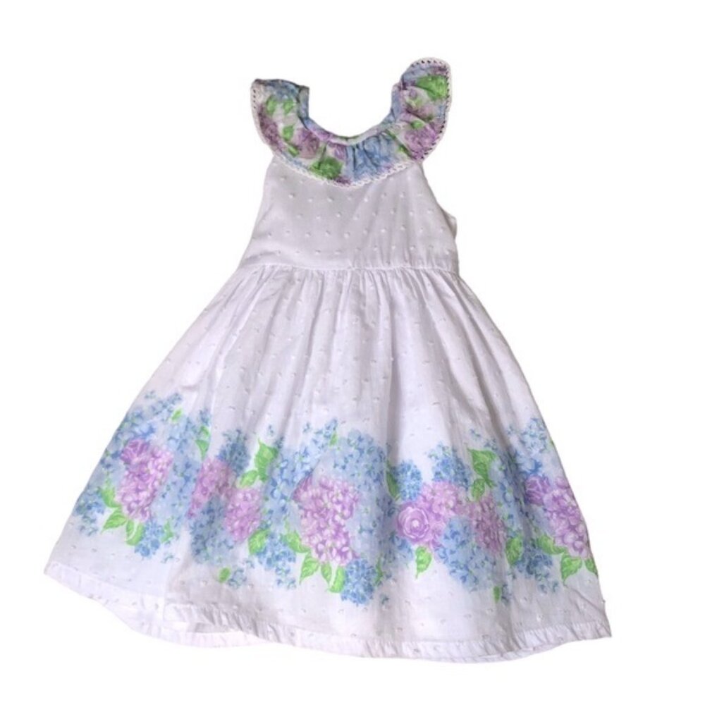 Tommy Bahama Kids Girl White Floral Sleeveless Ruffle Sun Dress 2T